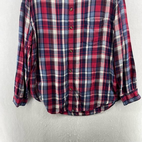 American Eagle Outfitters Shirt Women's Sz XL Red Plaid Oversized Fit Button Up - Picture 7 of 13